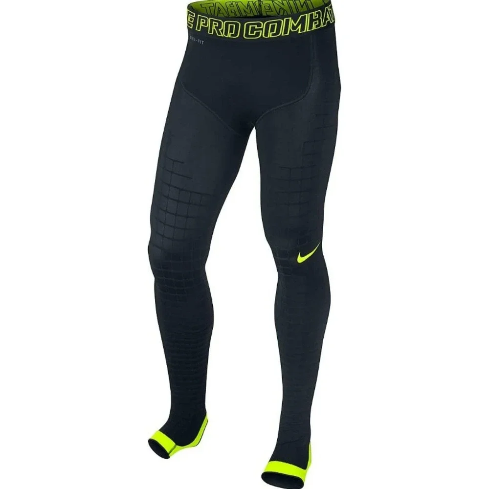 NIKE Men's XXL Black Neon Green Pro Combat Hyper Recovery Tights Compression